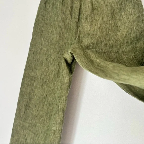 Eileen Fisher Green Wide-Leg Capri Pants Organic Cotton XXS-XS w/ Pockets - Picture 11 of 14
